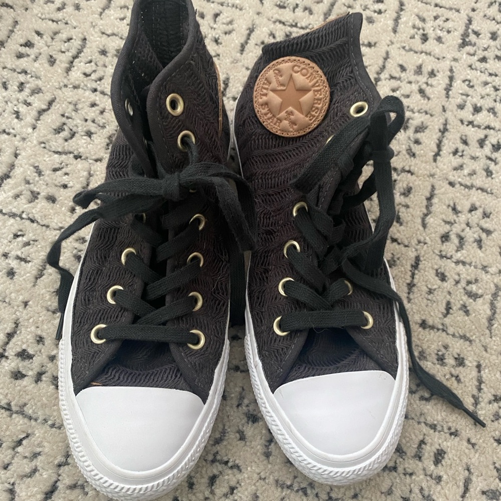 Converse Charcoal Grey and White High-Top Sneakers Classic Design